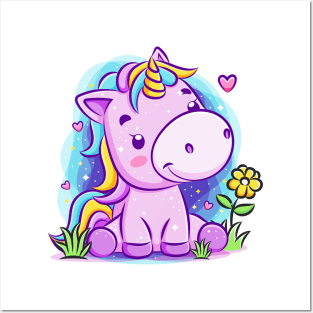 Unicorn purple Posters and Art